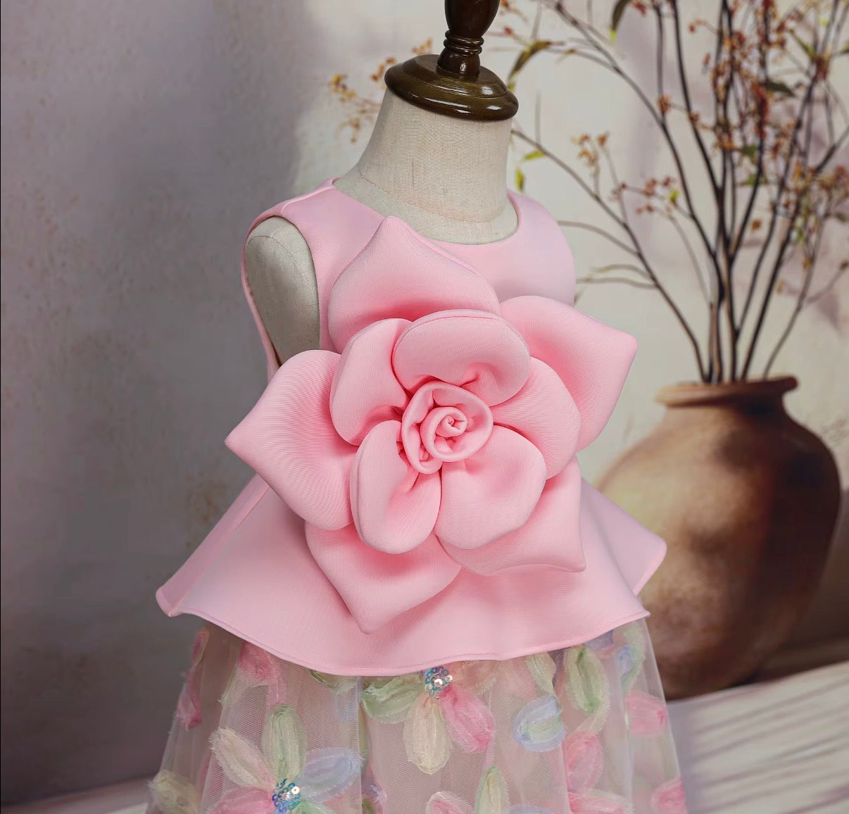 3D Rose Floral Tulle Dress