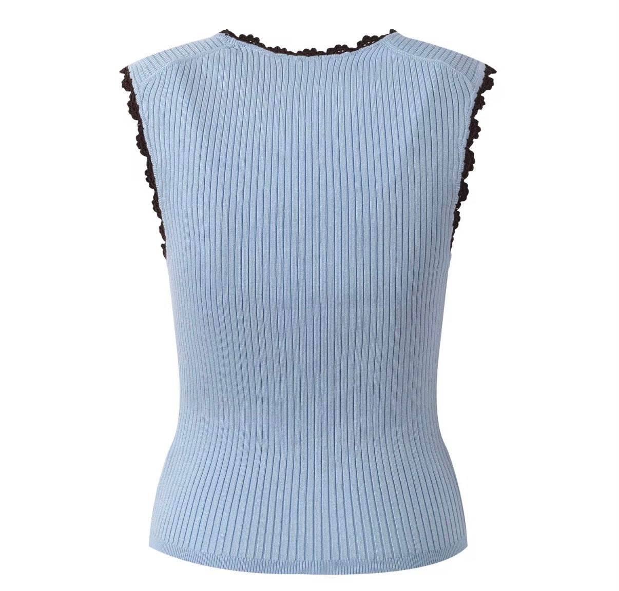 Lace Trim Ribbed Knit Top