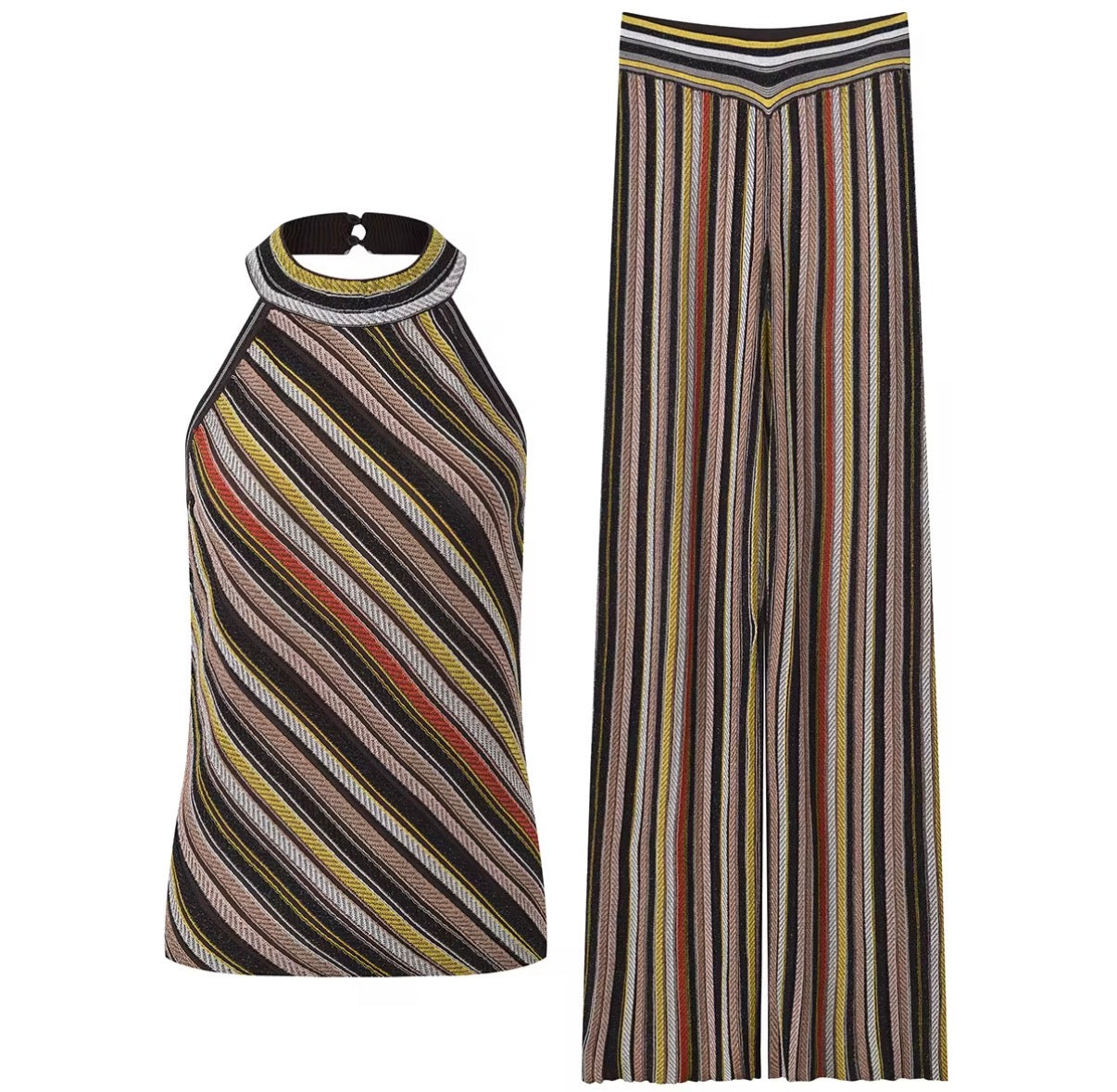 Striped Halter Knit Set