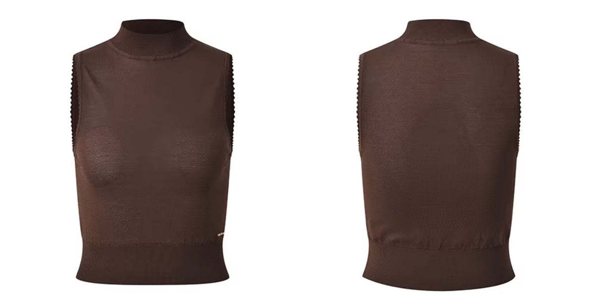 Chocolate Sheer Knit Three-Piece Set
