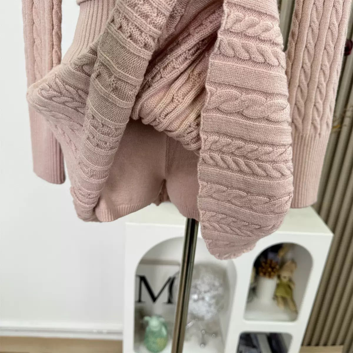 Blush Cable Knit Skirt Set