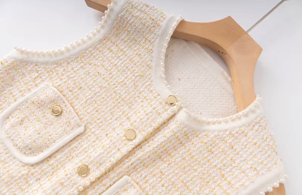 Golden Tweed Muse Mini Dress