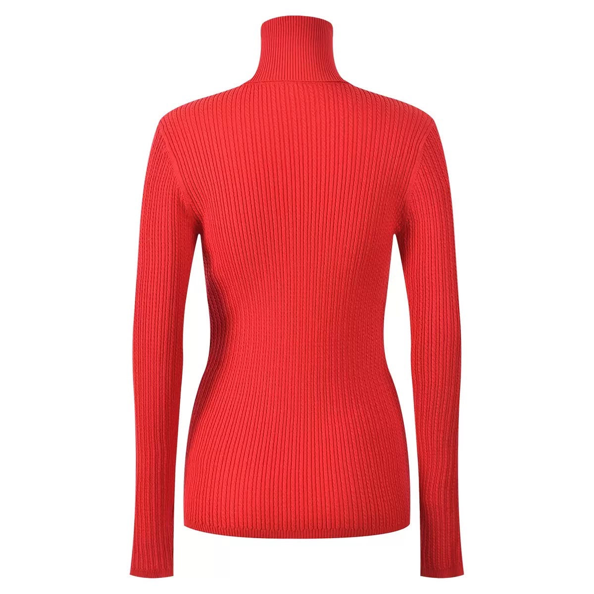 Gold Accent Ribbed Turtleneck Sweater