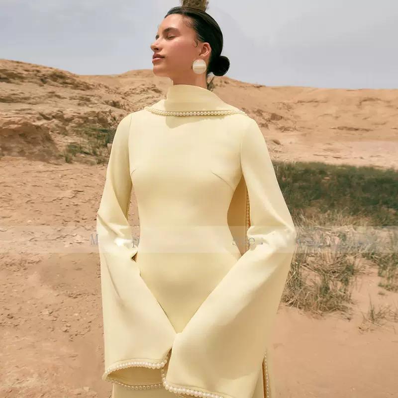 Pearl Trim Cape Sleeve Maxi Dress