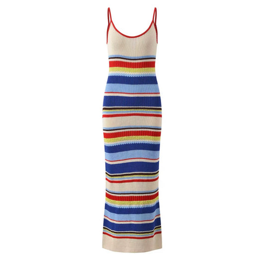 Sunset Striped Knit Maxi Dress