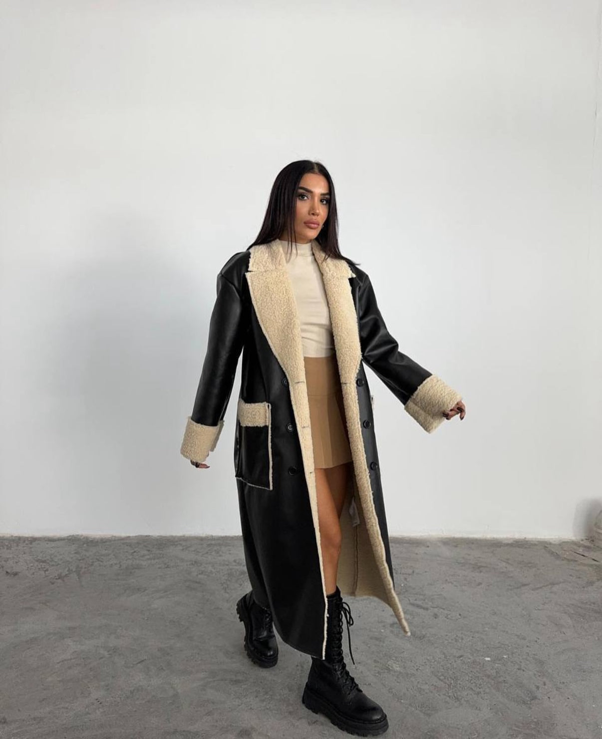 Frostbound Leather Maxi Coat
