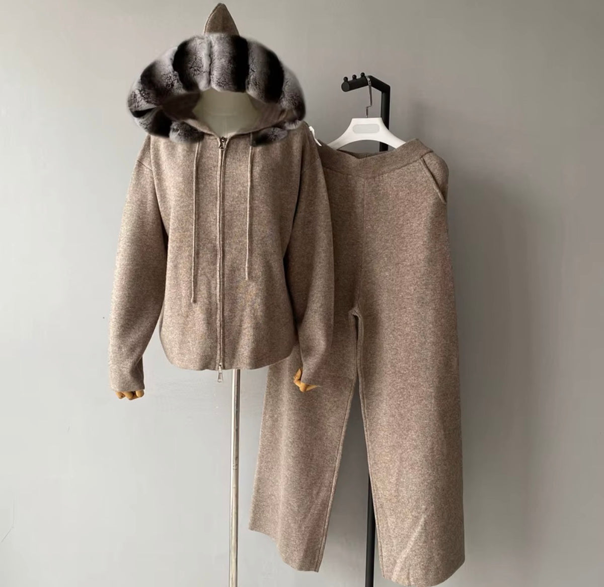 Luxe Fur Hood Knit Set
