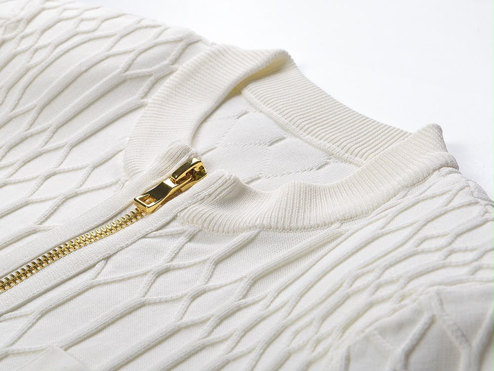 Monaco Gold Zip Knit Cardigan
