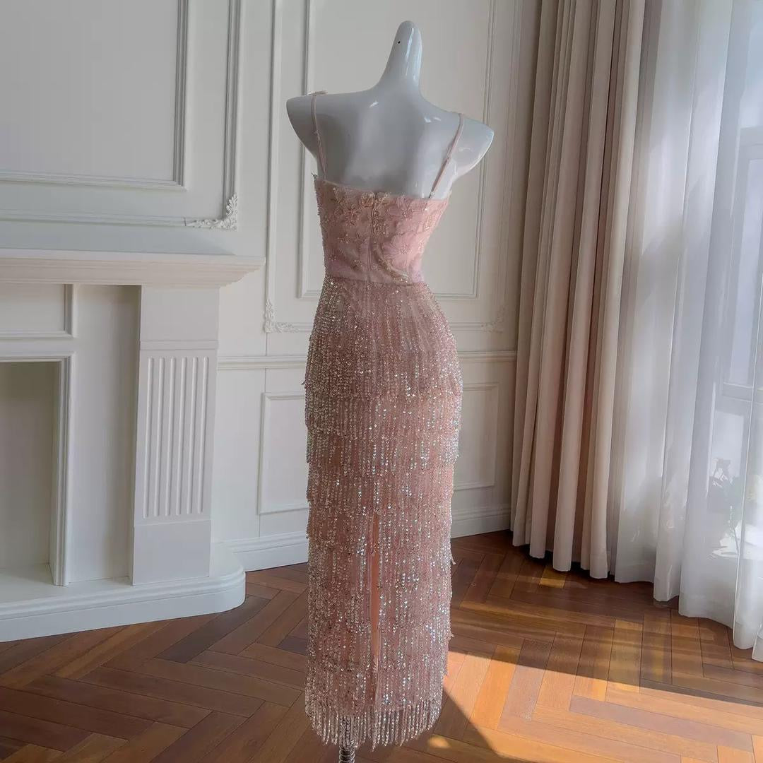 sparkle beading and square neckline dress