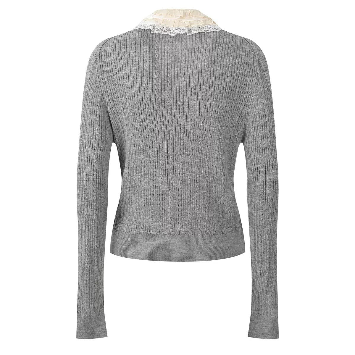 Pearl Rose Lace Collar Cardigan
