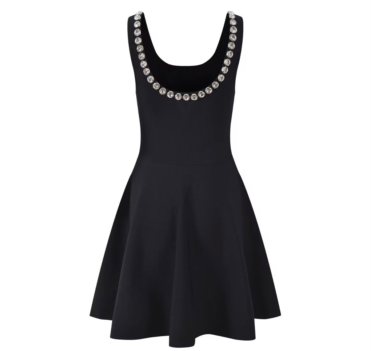 Crystal Trim Flare Mini Dress