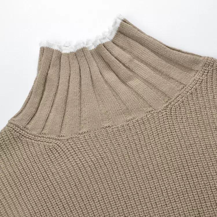 High Neck Ribbed Knit Sweater