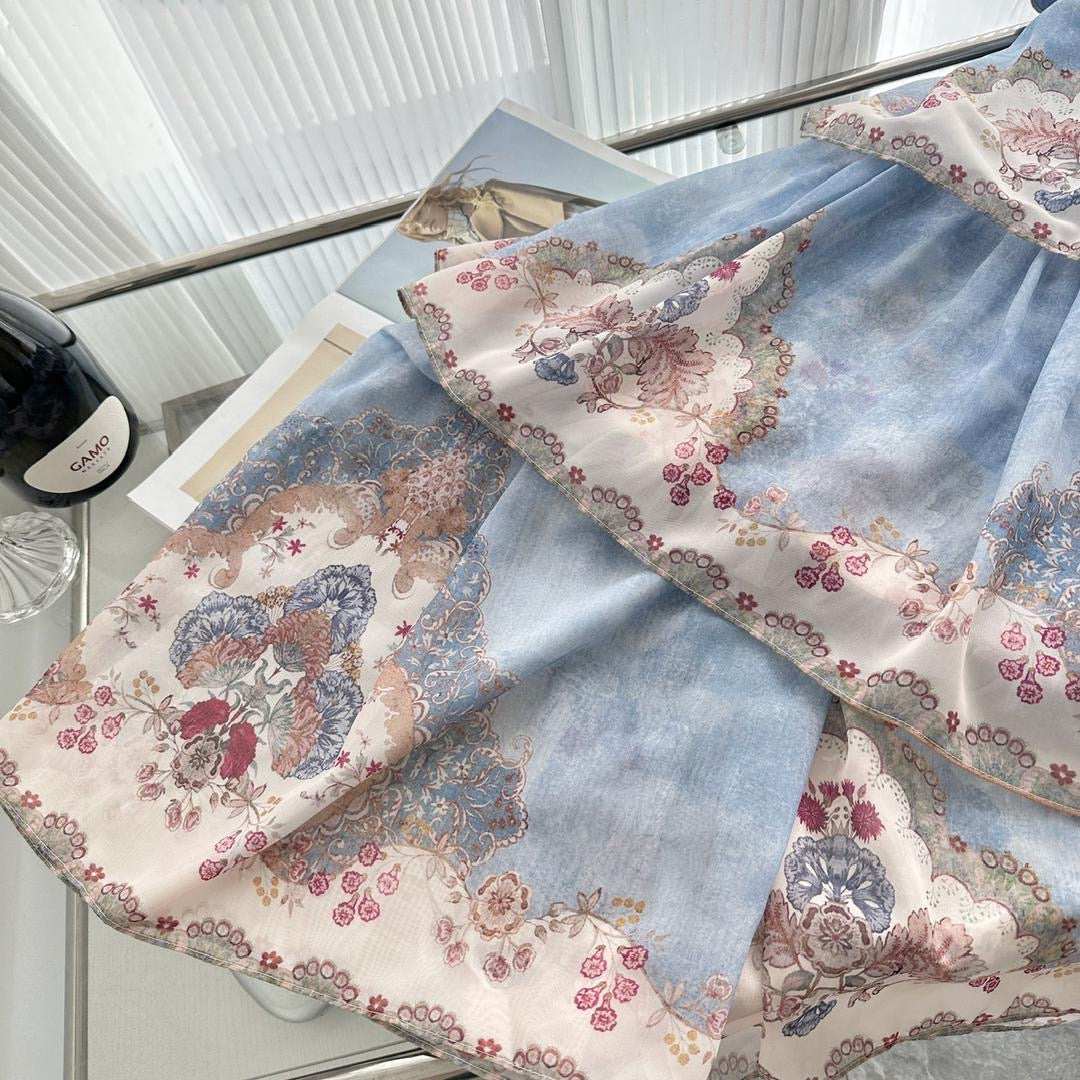 Vintage Floral Tiered Maxi Dress