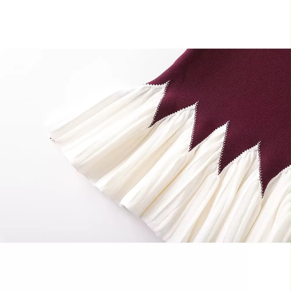 The Elara Pleated Hem Midi Dress