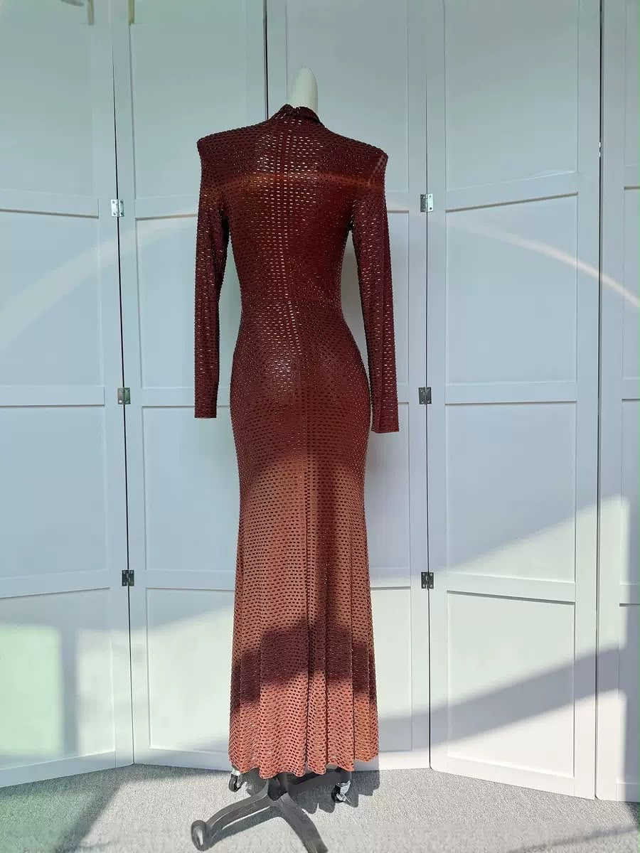 Bronze Crystal Cutout Gown
