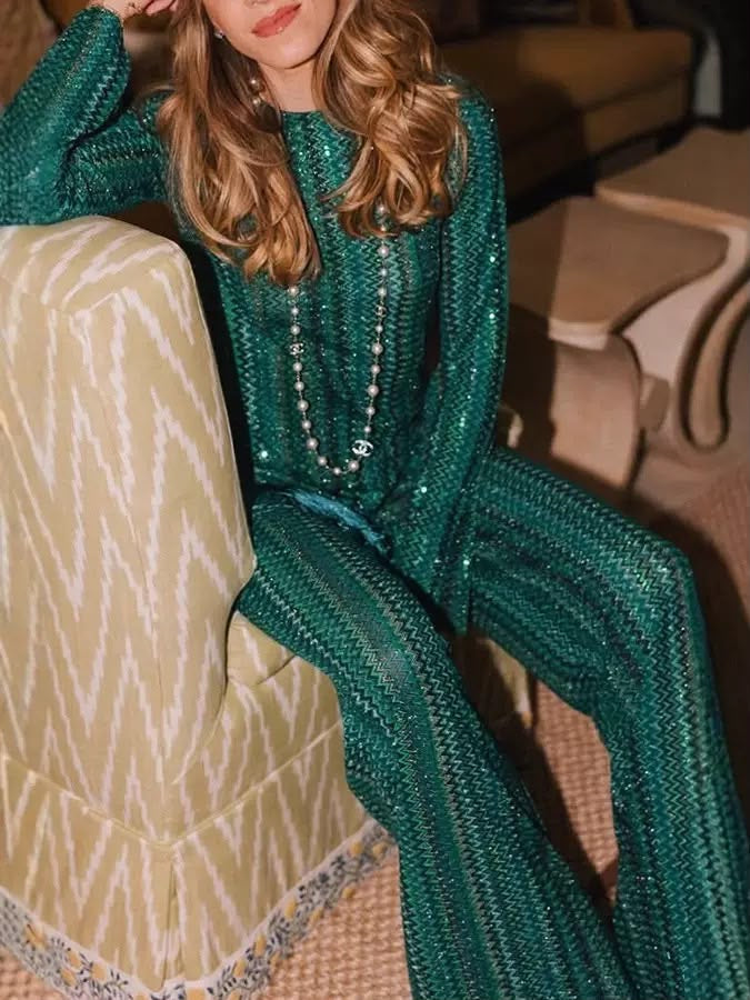 Emerald Shimmer Fringe Set