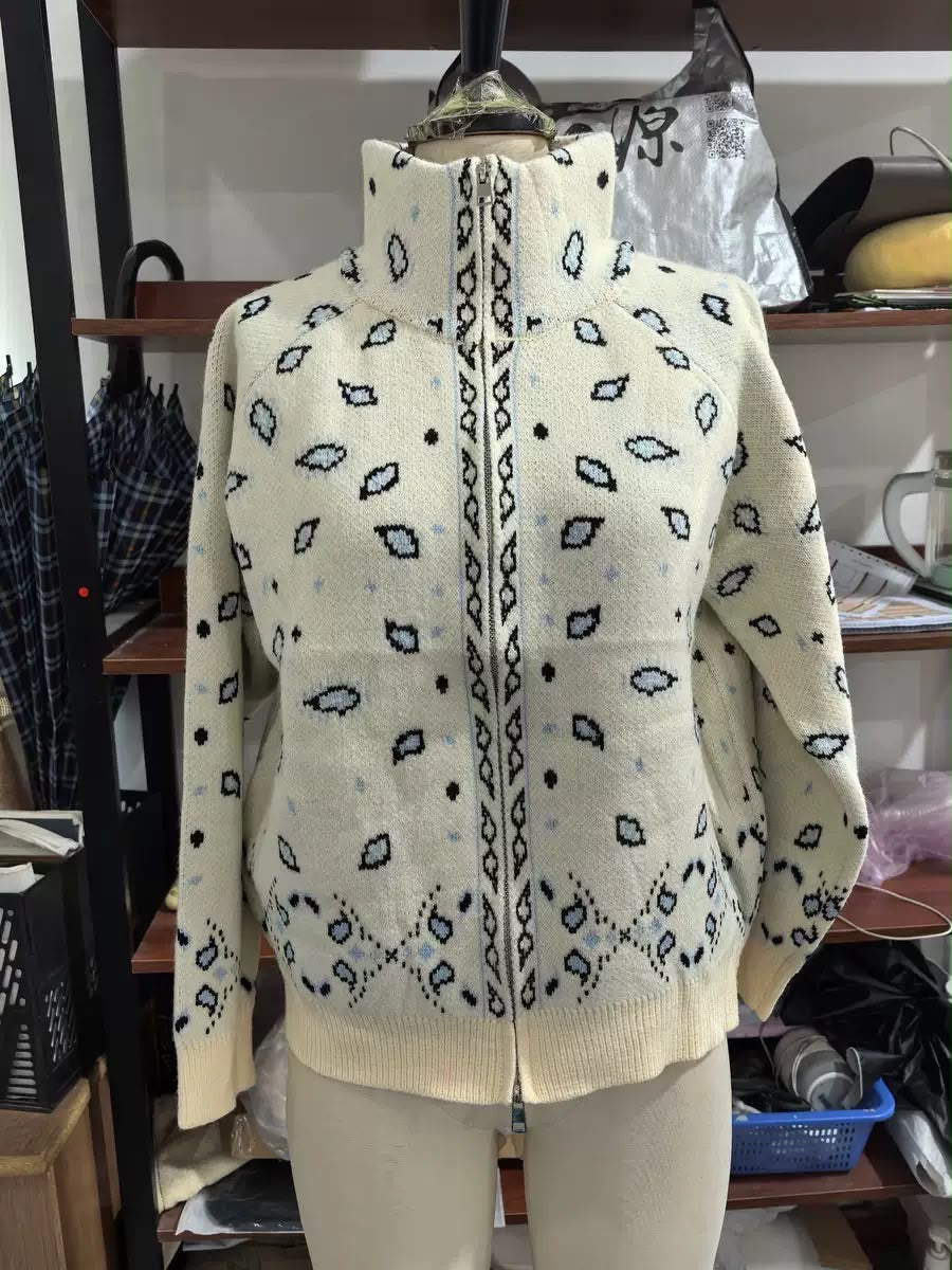 Bandana Knit Zip Cardigan