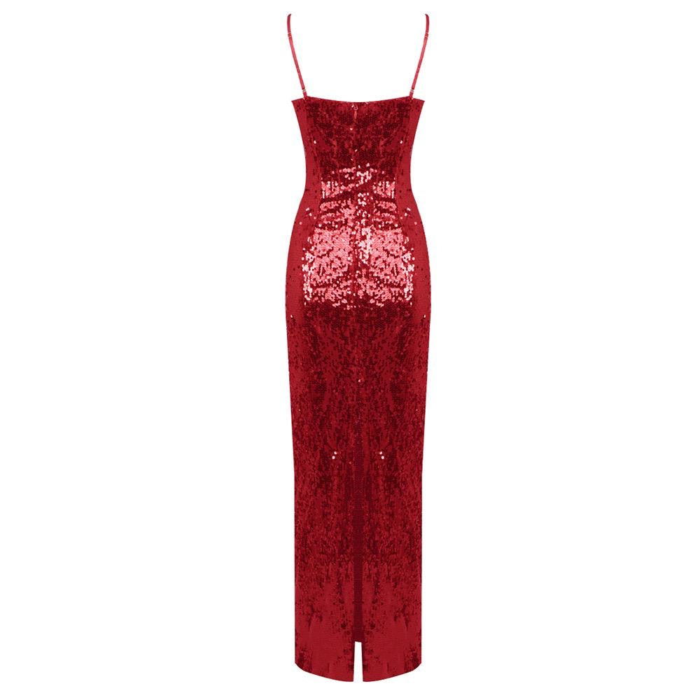 Crimson Desire Sequin Maxi Dress