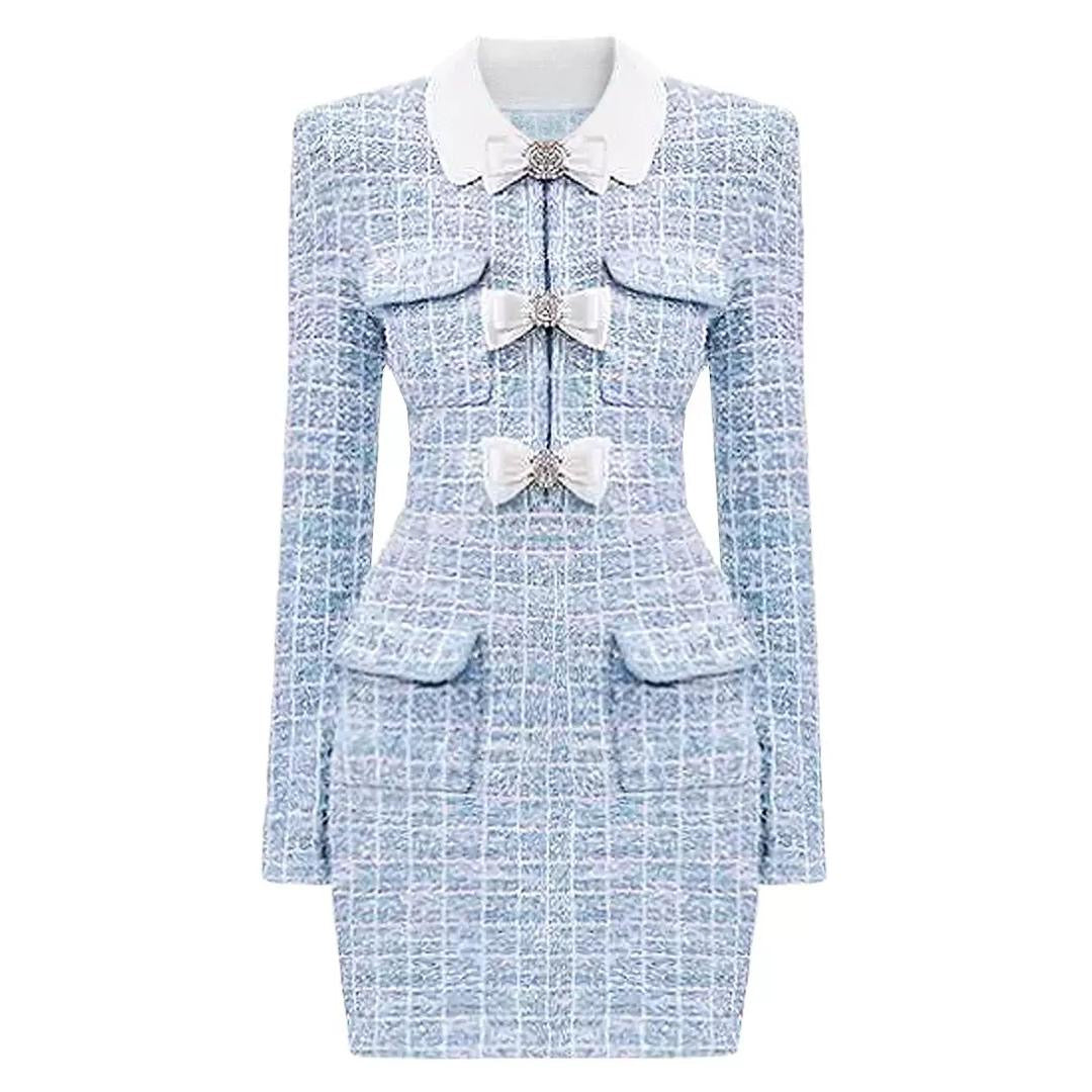 Parisian Bow-Tweed Mini Dress