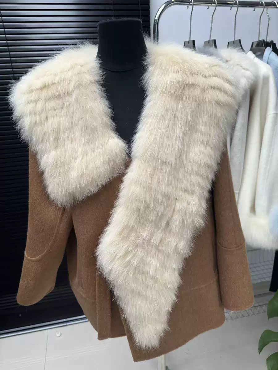 Oversized Wool Coat with Plush Faux Fur Collar