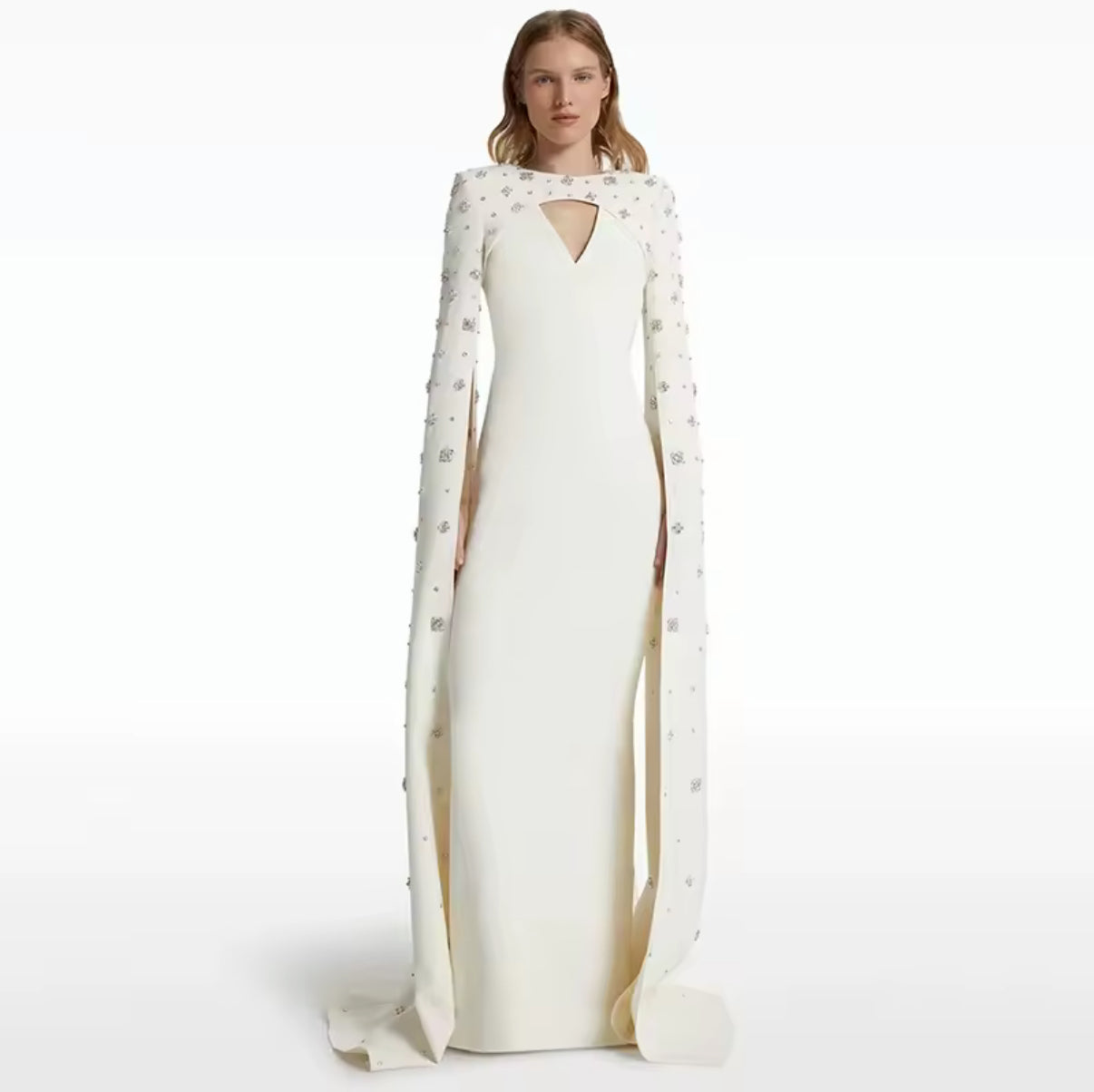 Regal Maxi Dress with Flowing Cape Detail