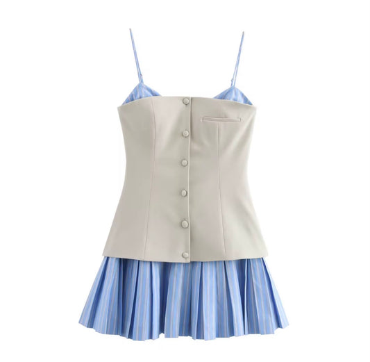 Layered Corset Pleated Mini Dress