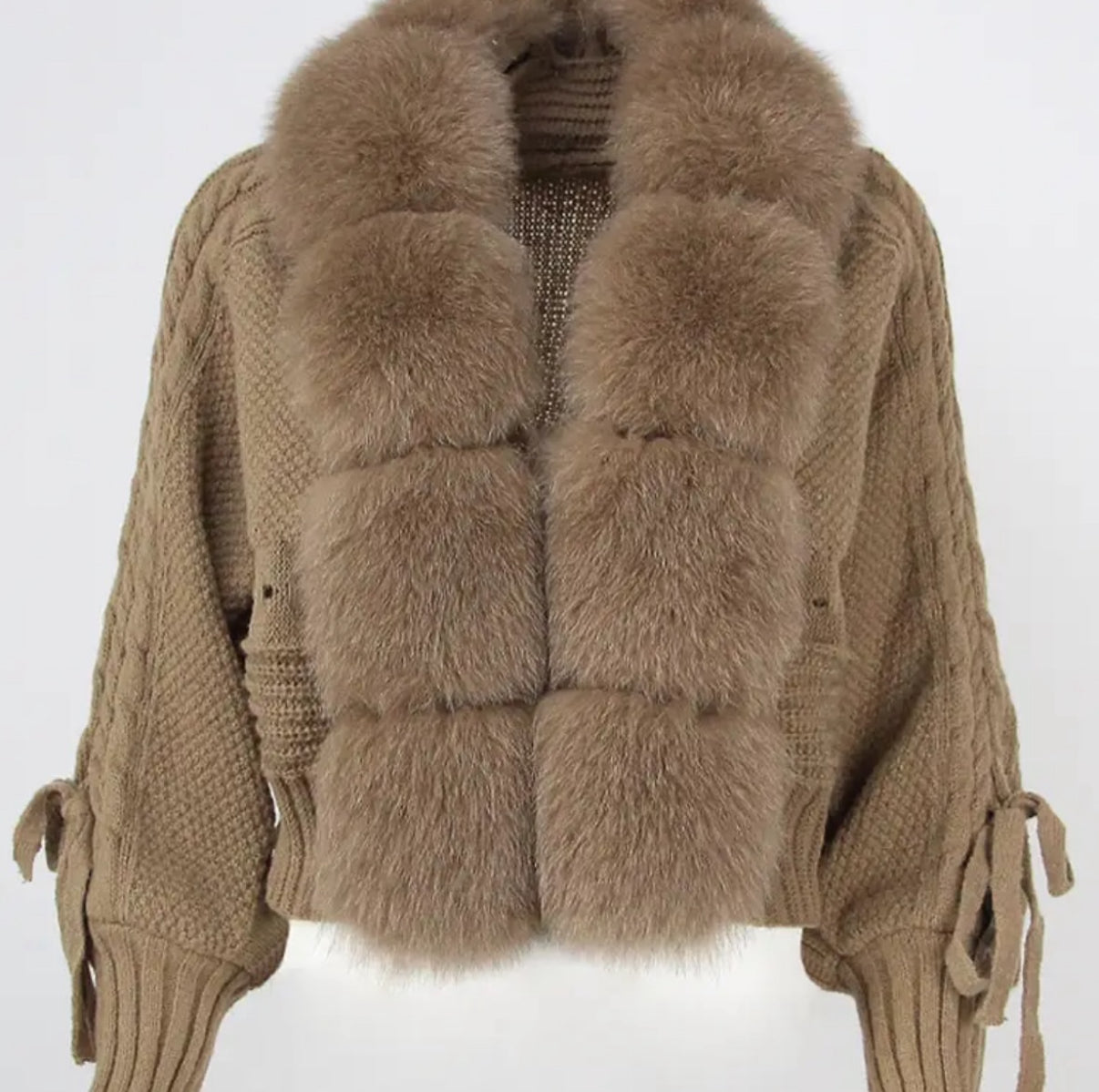 Fur Luxe Cable Knit Cardigan