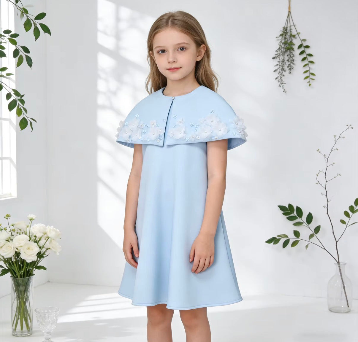 Celeste Floral Cape Dress