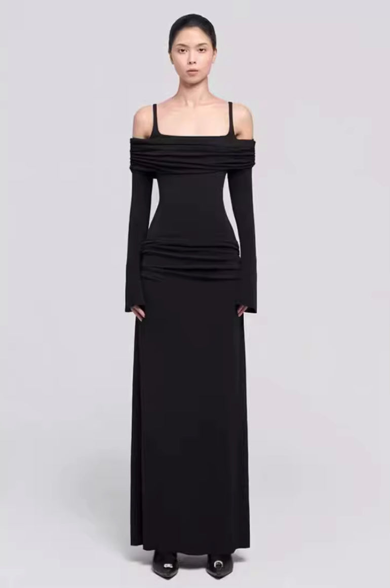 Off-shoulder maxi dress with ruched details