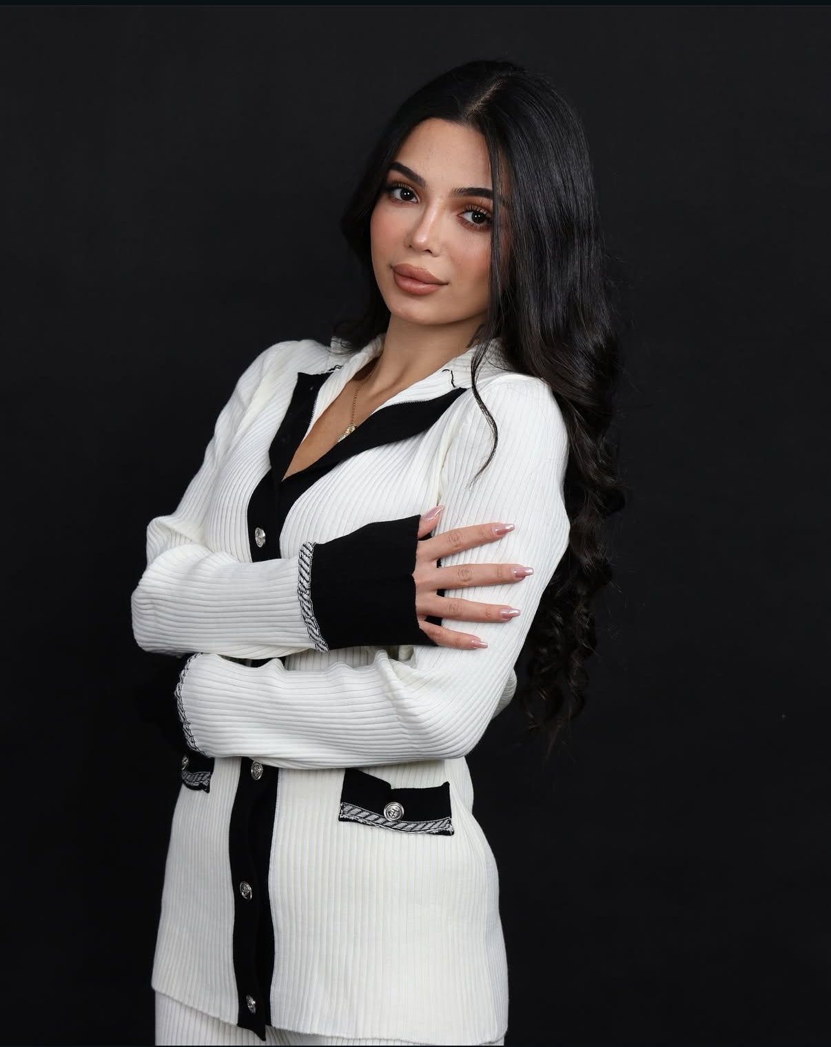 Classy Contrast Knit Set