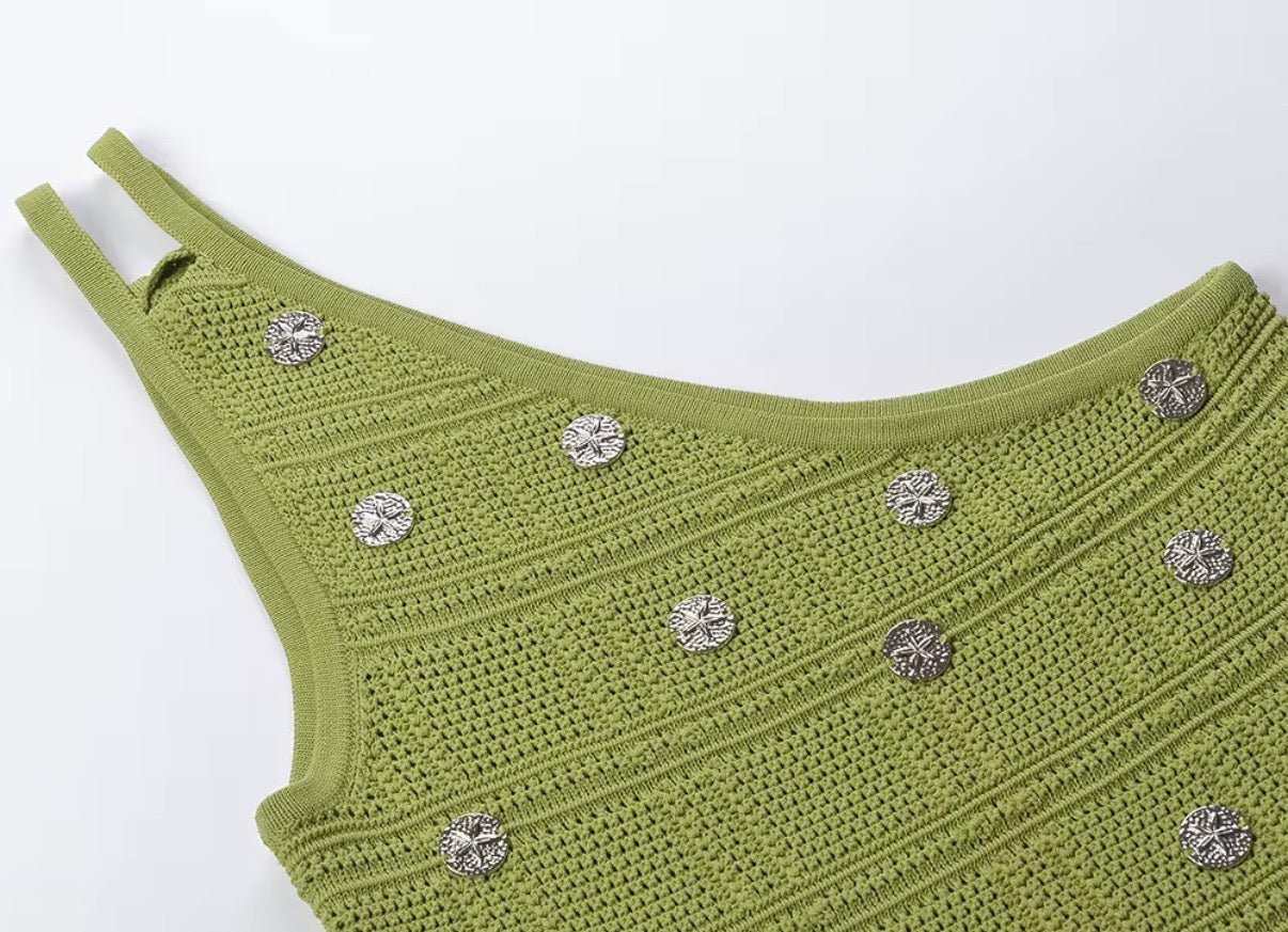 Emerald Fringe Crystal Knit Set