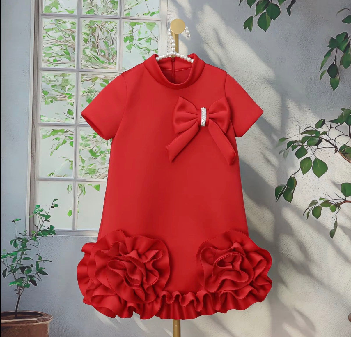 Ruffle Rose Bow Dress