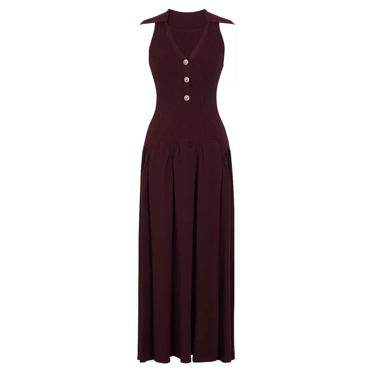 Collared Knit Maxi Dress