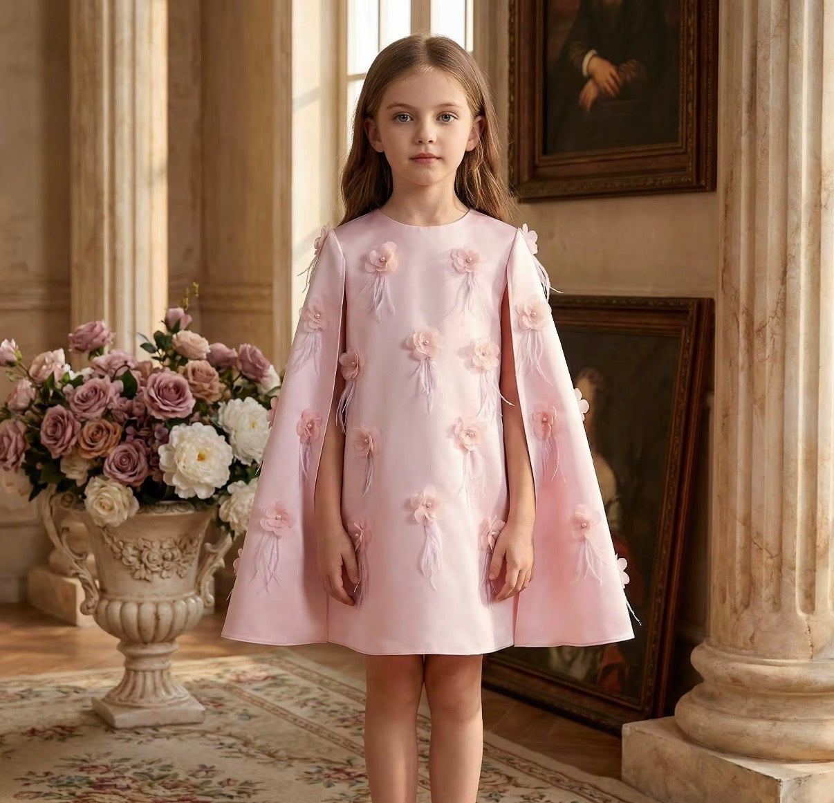 Blush Petal Cape Dress