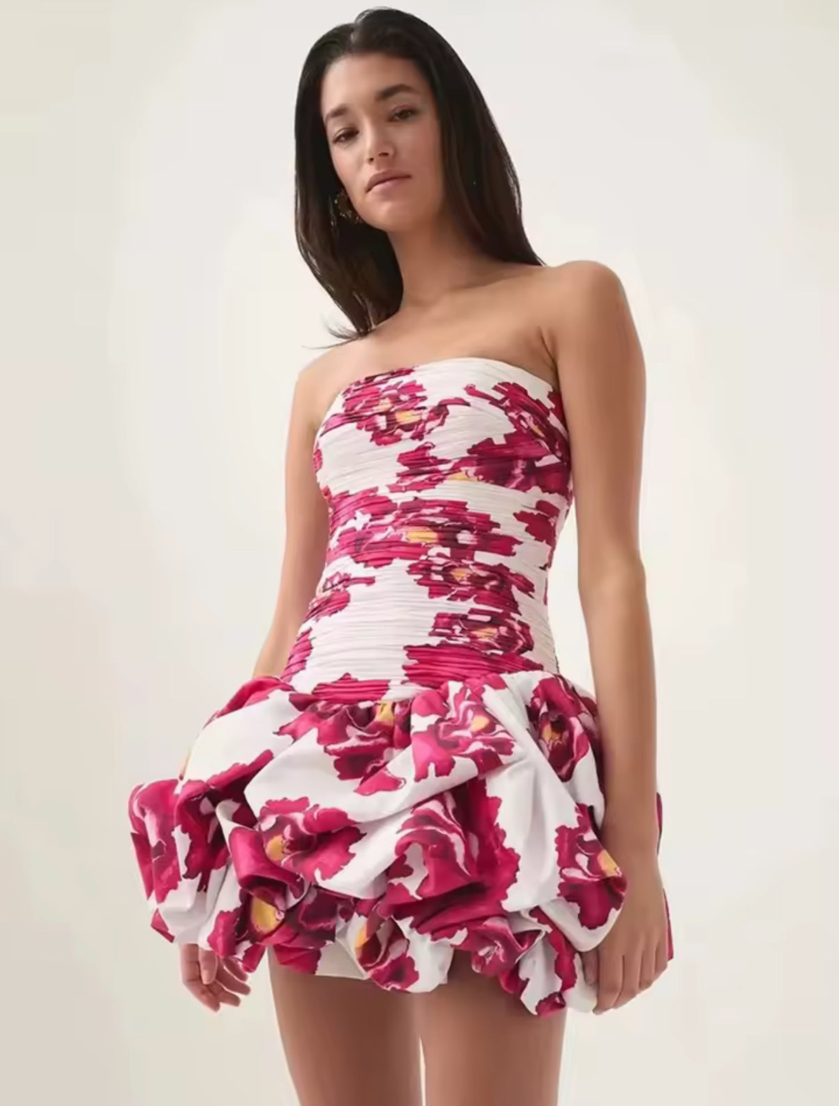 Flared Mini dress with unique Prints and Cascading Layers