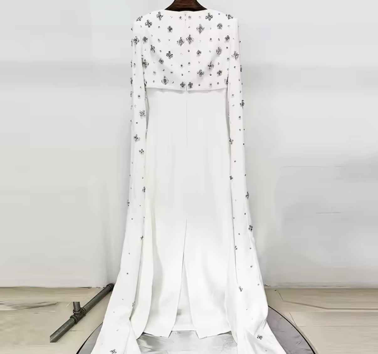 Regal Maxi Dress with Flowing Cape Detail