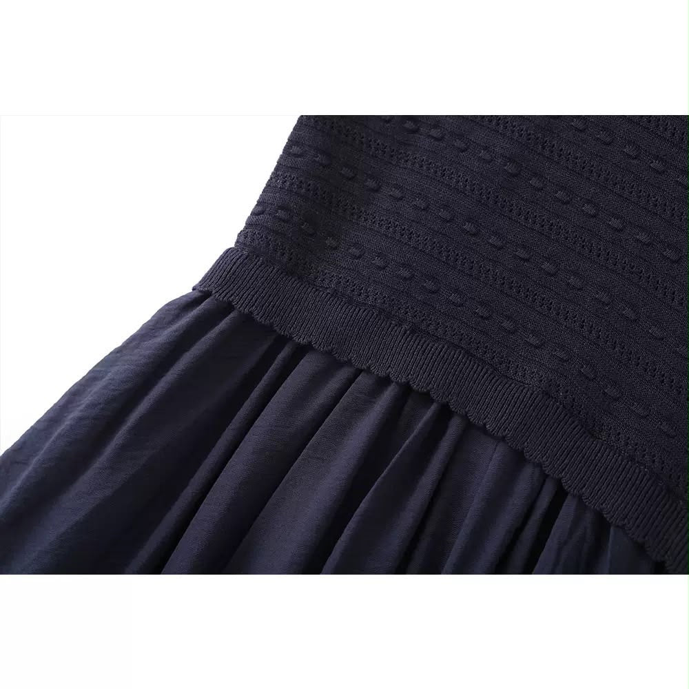 Sleeveless Knit Bodice Flared Maxi Dress