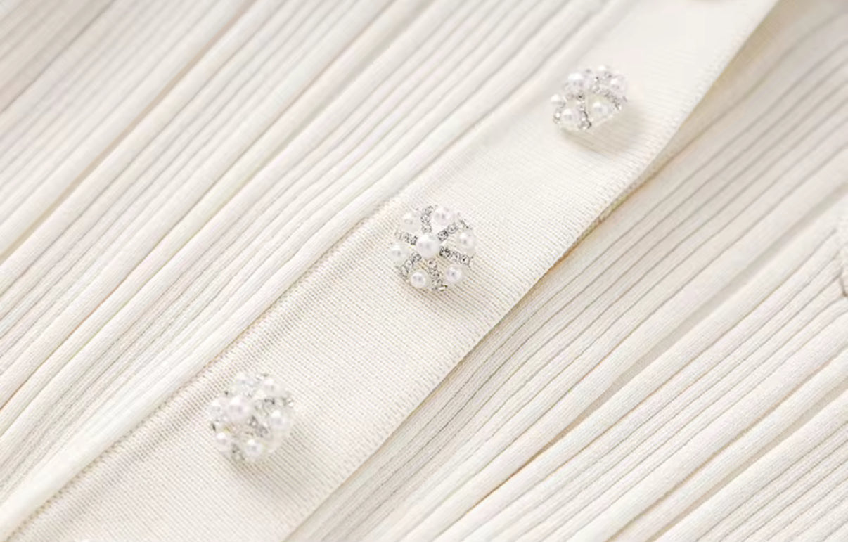 Ivory Collared Knit Dress