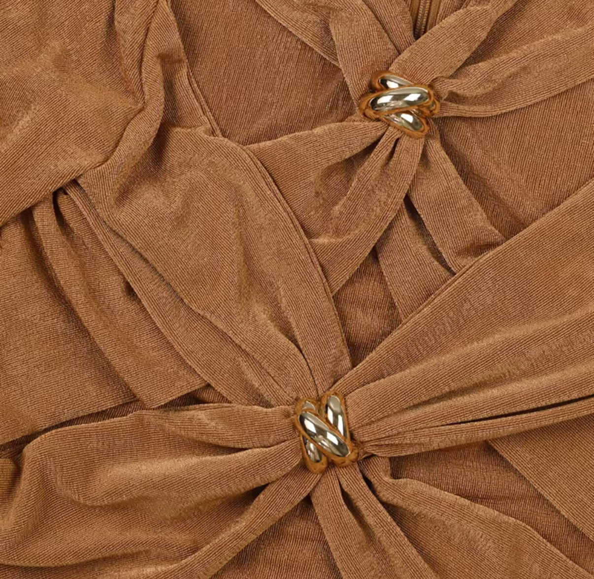 long sleeve dress with front cut-outs & jewel accents