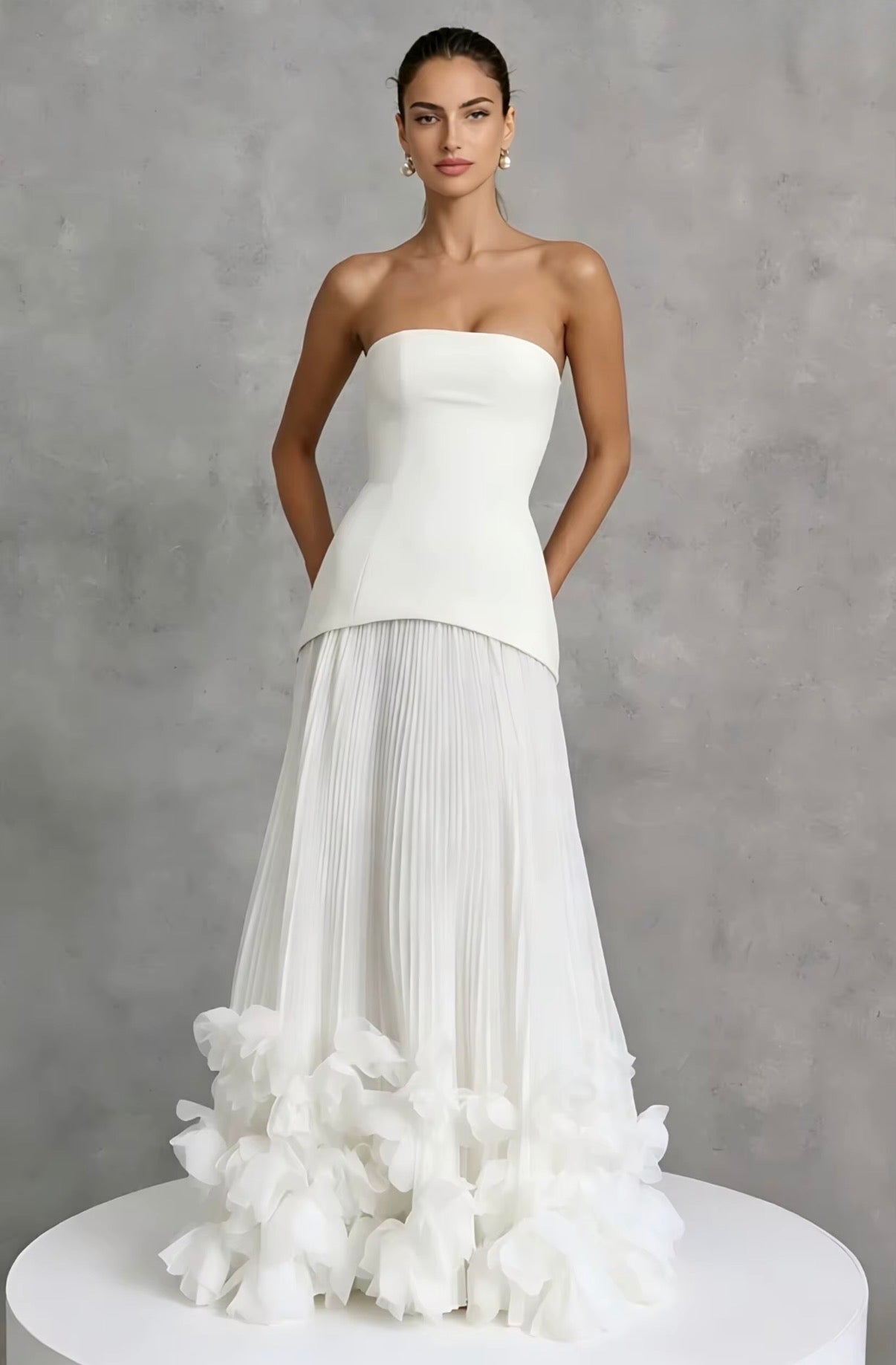 Floral Pleated Corset Gown