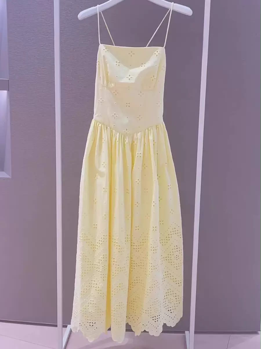 Lemon Blossom Eyelet Maxi Dress