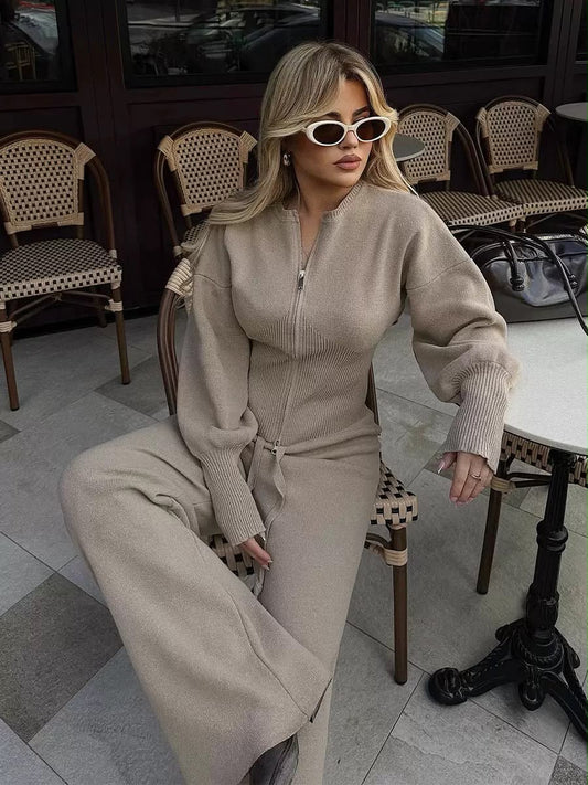 Fitted Zip-Up Knit Set