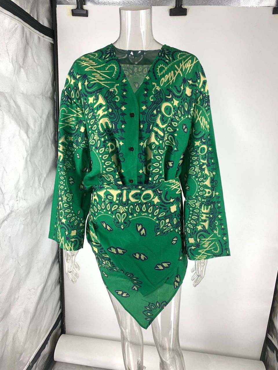 Emerald Bandana Print Wrap Set