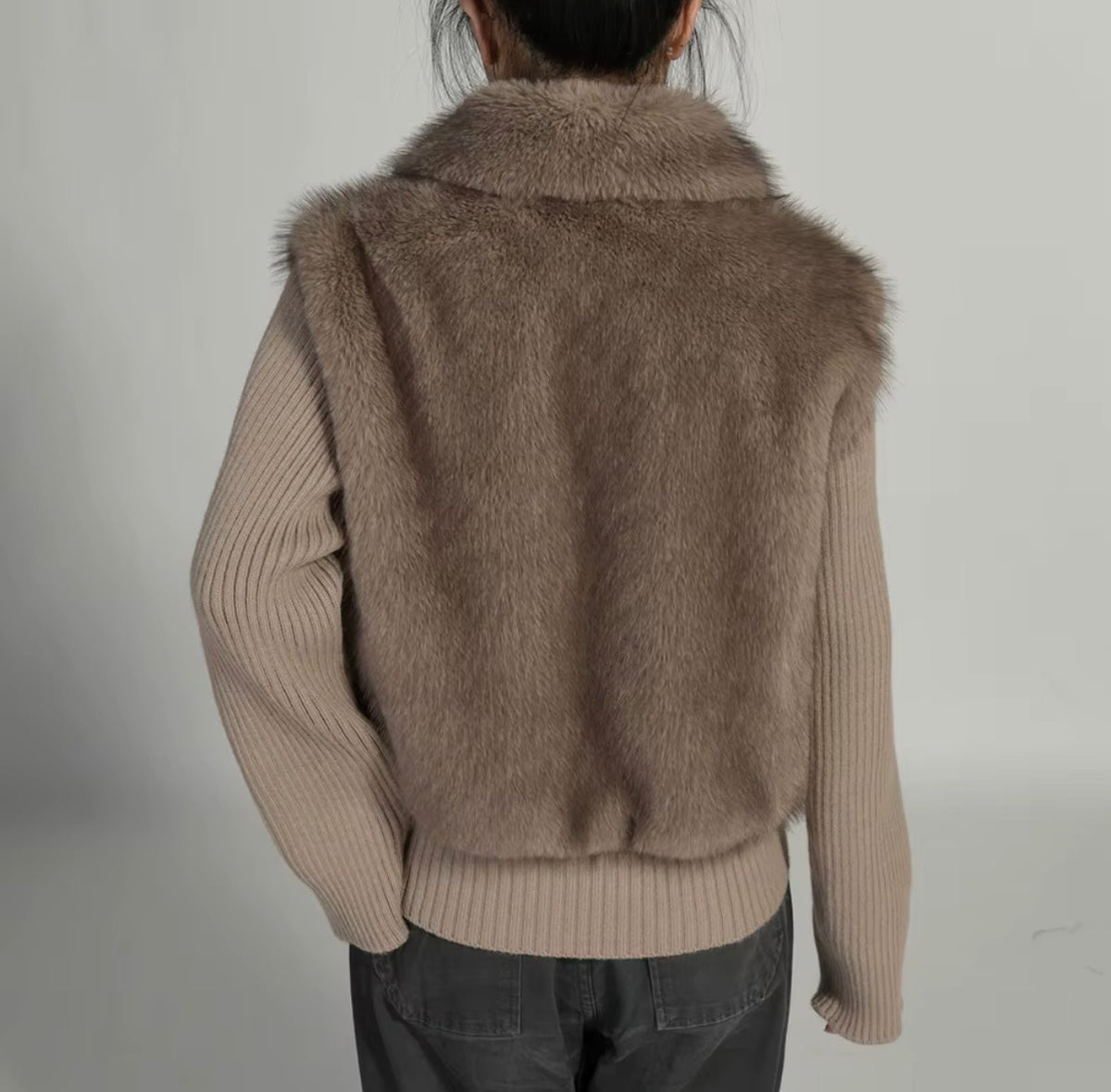 Luxe Fur Panel Knit Jacket