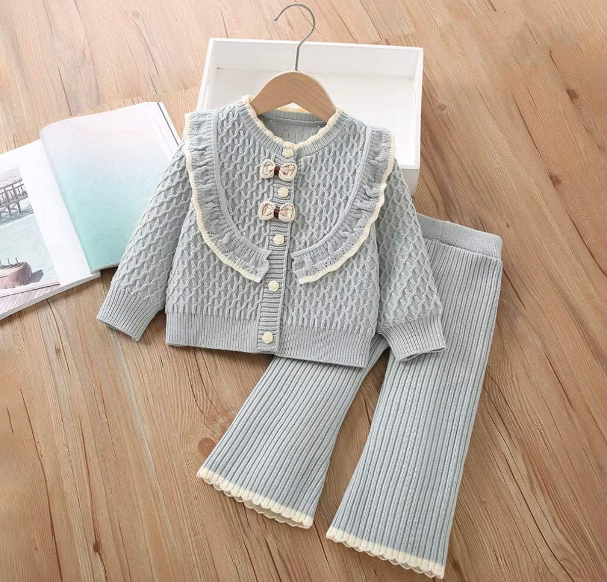 Bow Ruffle Knit Set