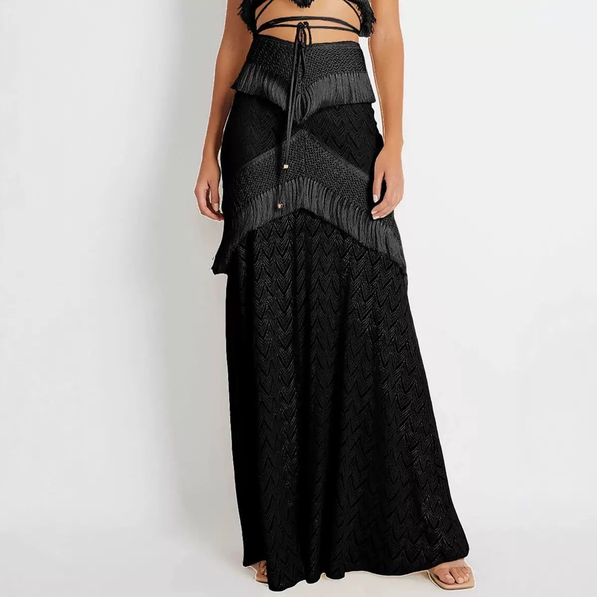 Fringe Crochet Maxi Skirt