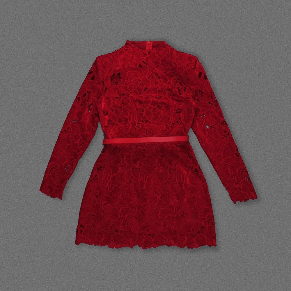 Crimson Enchantress Lace Dress