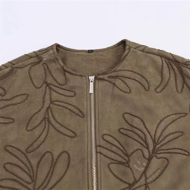 Floral Embroidered Bomber Jacket