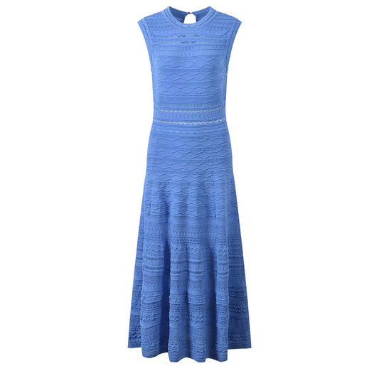 Azure Textured Knit Maxi Dress