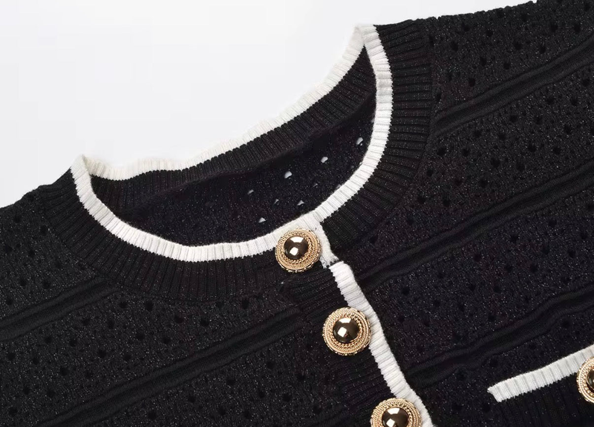 Chic Buttoned Knit Skirt Set